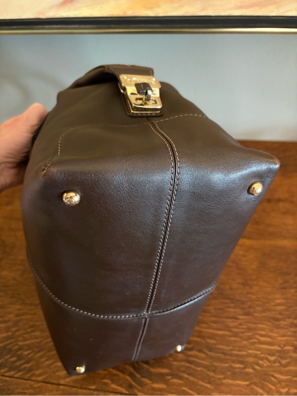 Tod’s D-Styling Leather Bauletto Satchel Bag - Chocolate Brown (Excellent) CoA - Picture 10 of 17